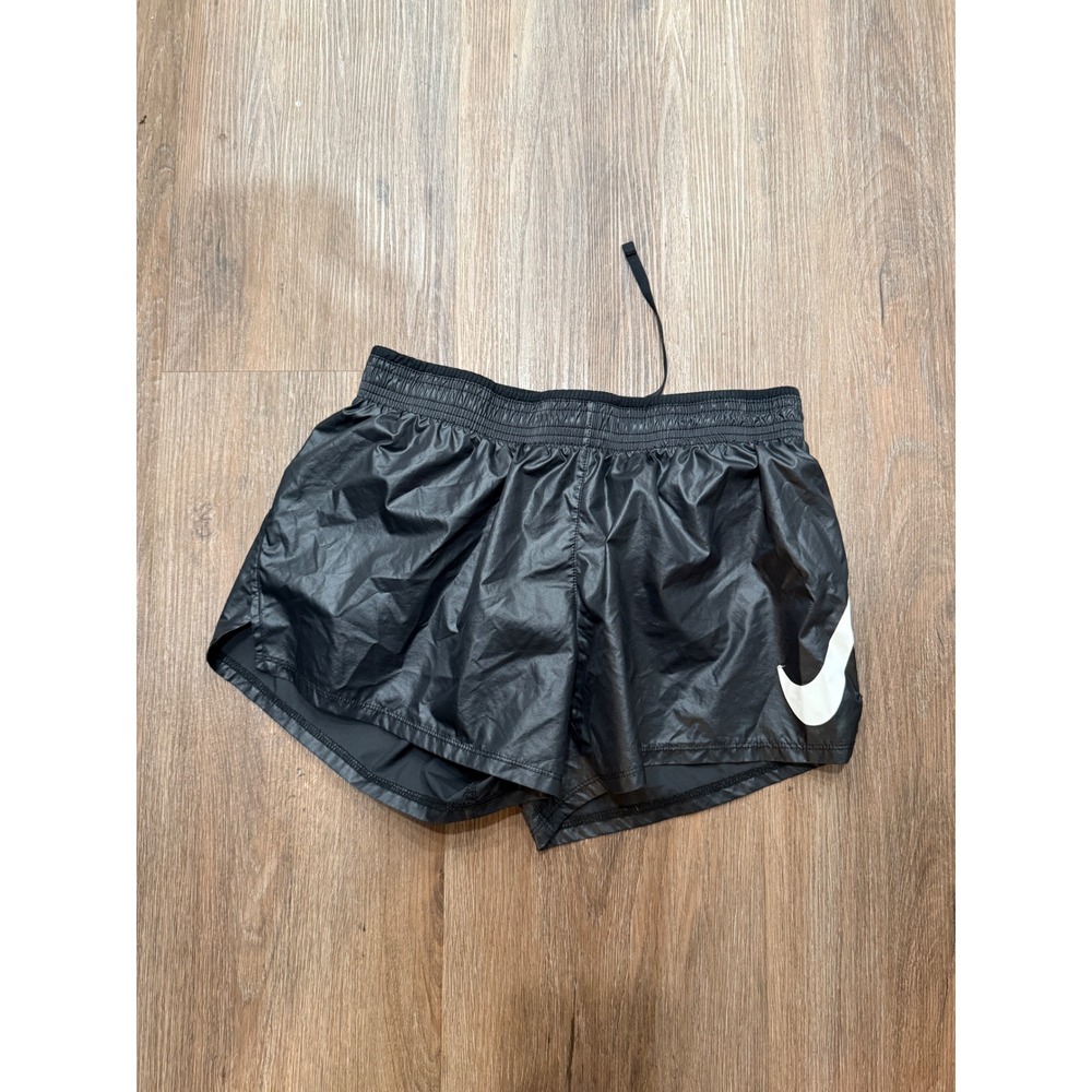 Nike Running Shorts Black White Swoosh Logo Lightweight Athletic Sportswear